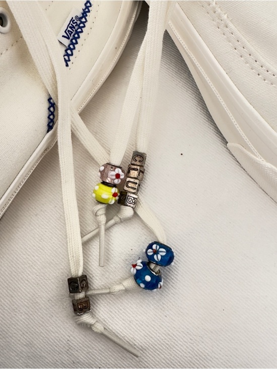 Madhappy  Cream Canvas Sneakers with Multicolor Embroidery Size: 12 - Picture 3 of 11